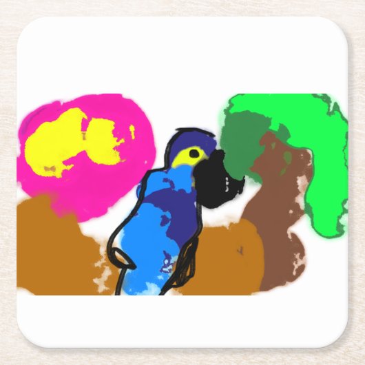 オウムの生活の夏 スクエアペーパーコースター (正面)