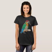 オウムの画家ペイントブラシ絵画 Tシャツ (正面フル)