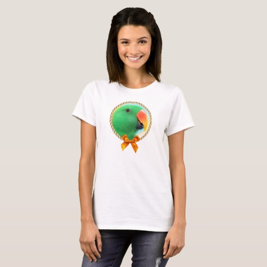 オウムの緑の絵画eclectus realistic tシャツ (正面フル)