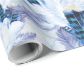 オウムの羽の青いパターン ラッピングペーパー (ロールコーナー)