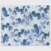 オウムの羽の青いパターン ラッピングペーパー (フラット)