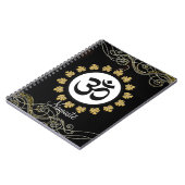 オウムの記号の信念の黙想の黒および金ゴールド ノートブック (左側)