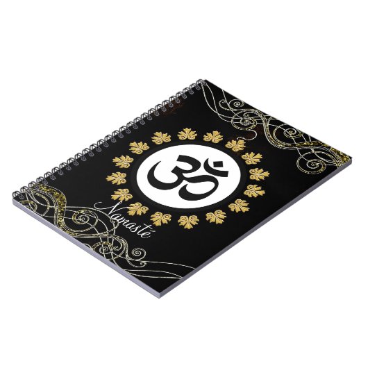 オウムの記号の信念の黙想の黒および金ゴールド ノートブック (左側)