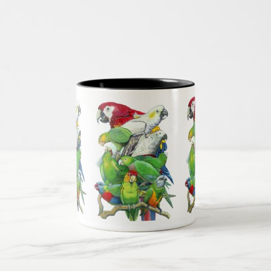 オウムの込み合いのマグ ツートーンマグカップ (中央)