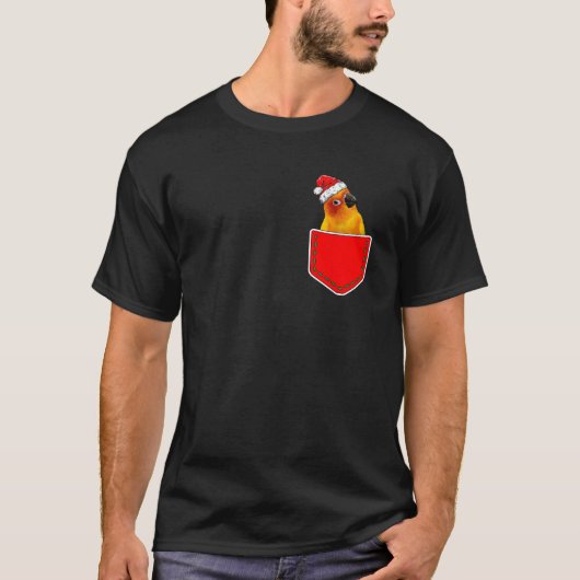 オウムの鳥のためのクリスマスポケットサンタサンコンア Tシャツ (正面)