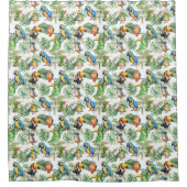 オウムの鳥の熱帯パターン シャワーカーテン (正面)