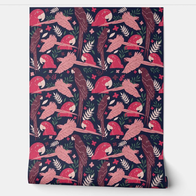 オウムの鳥の熱帯パターン 壁紙 (ほどく)