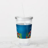 オウムの鳥の青離れい夏のパーティー アクリルタンブラー (左)