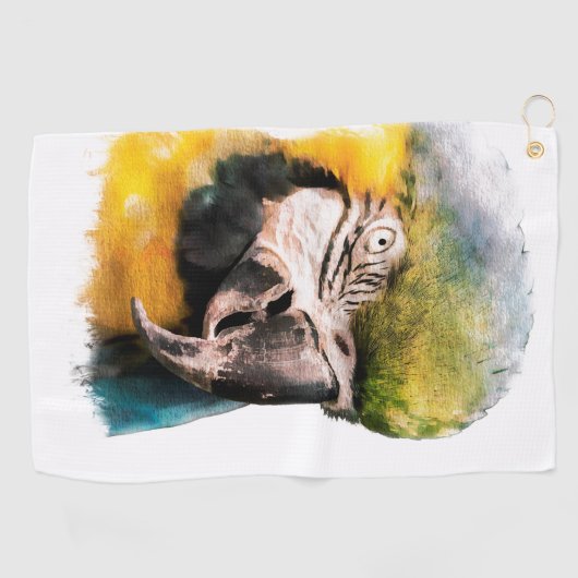 オウムの鳥 ゴルフタオル (横)