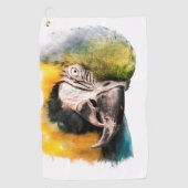 オウムの鳥 ゴルフタオル (正面)