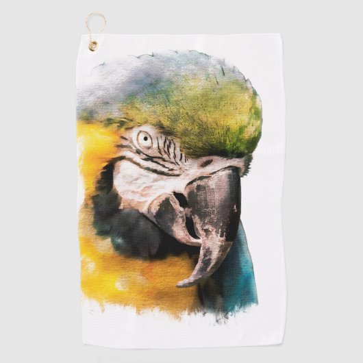 オウムの鳥 ゴルフタオル (正面)