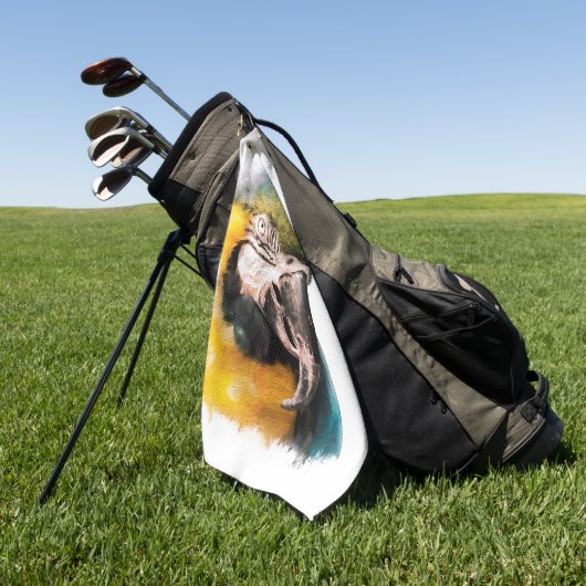 オウムの鳥 ゴルフタオル (グリーン)