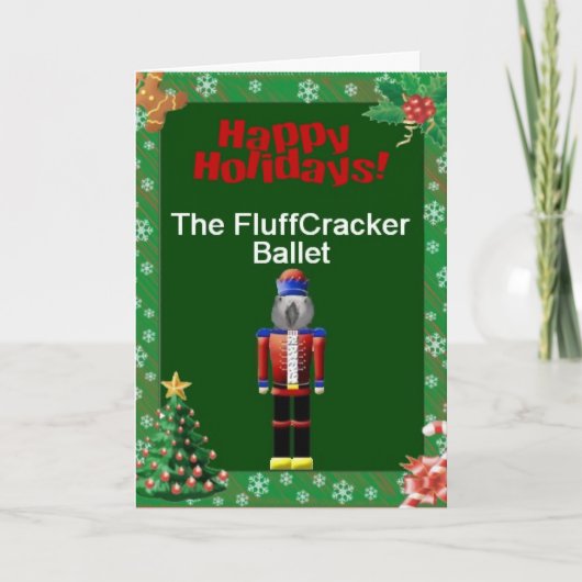 オウムのFluffcrackerのバレエのクリスマスカード シーズンカード (正面)