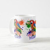 オウムは色鮮やか コーヒーマグカップ (正面左)