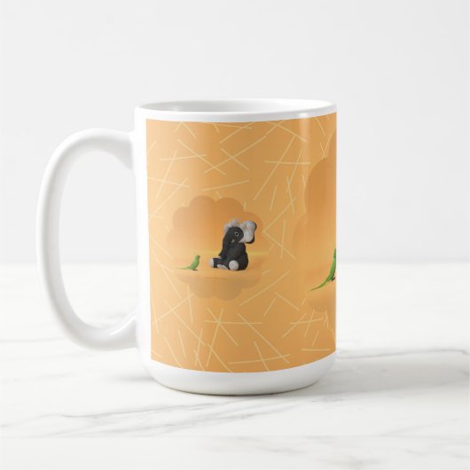 オウムは象のコーヒーマ詰まったグに出会う コーヒーマグカップ (左)