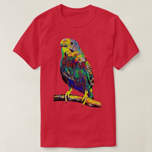 オウムぶら下がったの木の鳥のカラフルデザイン Tシャツ (デザイン正面)