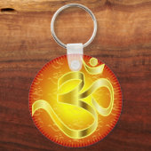オウムまたはオムシンボル（黄色と赤） キーホルダー (正面)