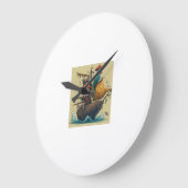 オウムをかぶった海賊船 ラージ壁時計 (傾斜)