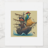 オウムをかぶった海賊船 ワインラベル (シングルラベル)