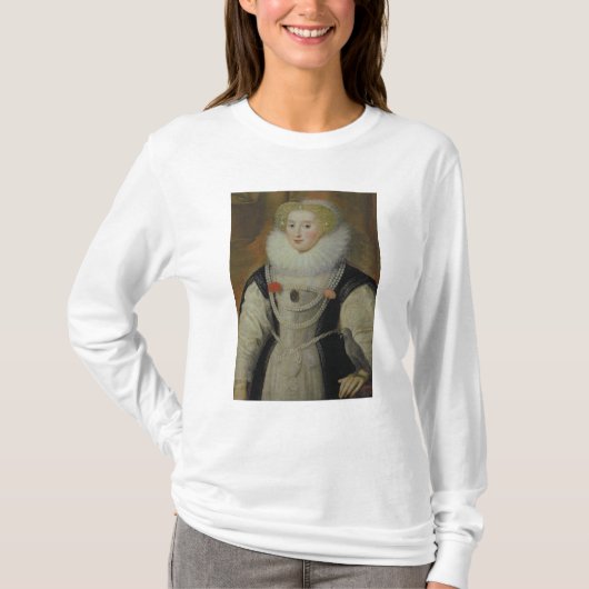 オウムを持つエリザベス朝女性のポートレート Tシャツ (正面)