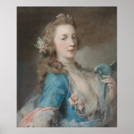 オウムを持つ若い女性 ポスター