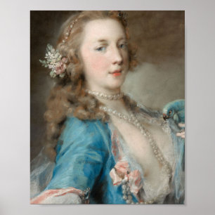 オウムを持つ若い女性(Rosalba Carriera著) ポスター