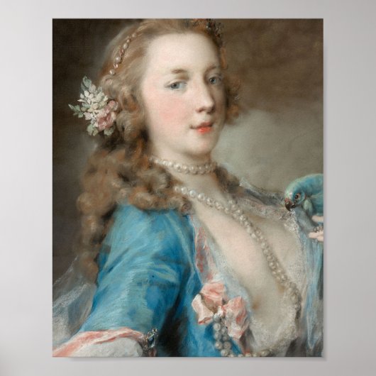 オウムを持つ若い女性（Rosalba Carriera著） ポスター (正面)