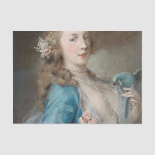 オウムを持つ若い女性（Rosalba Carriera著） 薄葉紙 (正面)