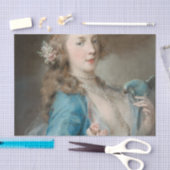 オウムを持つ若い女性（Rosalba Carriera著） 薄葉紙 (クラフト)