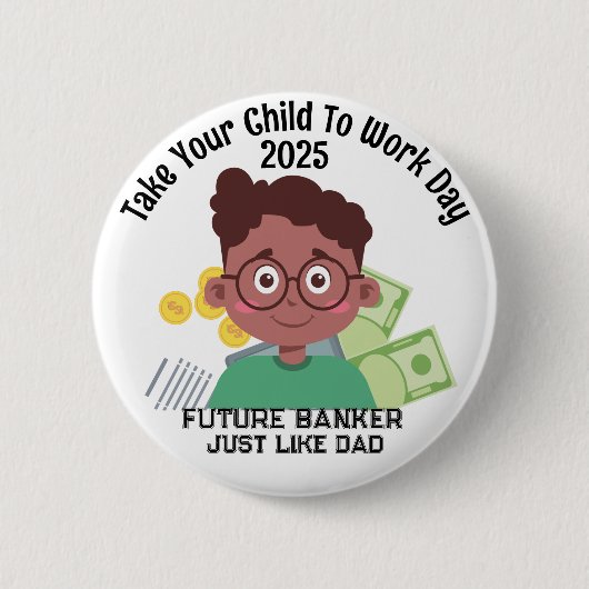 オウムカスタムの男の子バンカーあなたの子供を仕事に持って来る 缶バッジ (正面)