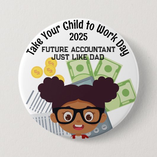 オウムカスタムガールファイナンスお子様を職場に連れて行く 缶バッジ (正面)