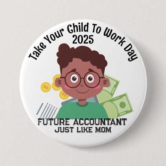 オウムカスタムボーイファイナンスあなたの子供を仕事に連れて行く 缶バッジ (正面)