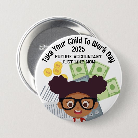 オウムカスタム女の子の仕事日金融に子供を連れて行く 缶バッジ (正面&裏面)
