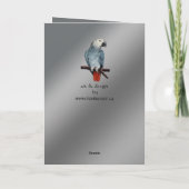 オウムカードをカスタマイズ アフリカン グレー グリーティング カード (裏面)