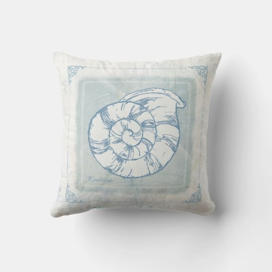 オウムガイの貝のビーチのコテージのスタイルの枕 クッション (裏面)
