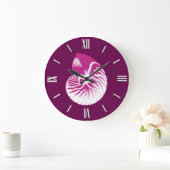オウムガイの貝-ナスの紫色および白 ラージ壁時計 (ホーム)