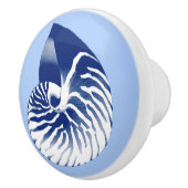 オウムガイの貝-海軍、白い及び淡いブルー セラミックノブ (右)