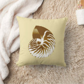 オウムガイの貝-茶色、白およびベージュ色 クッション (ブランケット)