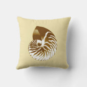 オウムガイの貝-茶色、白およびベージュ色 クッション (裏面)