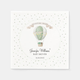オウムグリーンホットエアバルーンベビーシャワー紙ナプキン スタンダードカクテルナプキン