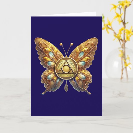 オウムシンボルコインバタフライアニバーサリーカード カード (黄色い花)