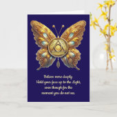オウムシンボルバタフライと祈りの言葉記念日カード カード (黄色い花)