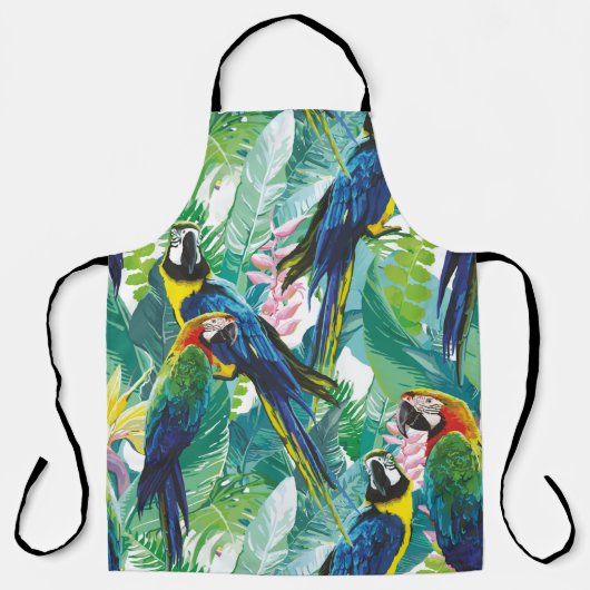 オウムジャングルバかわいらしード エプロン (正面)