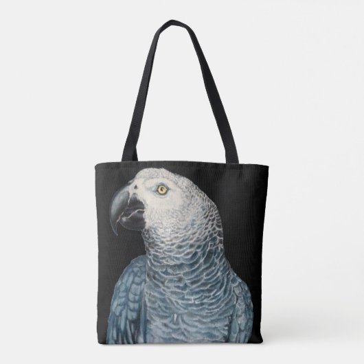 オウムバッグアフリカグレイのオウムのアートトートバッグ トートバッグ (裏面)