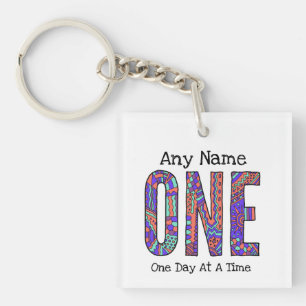 オウムパーソナライズされた Sobriety Keepsake Acryl Key Ring キーホルダー