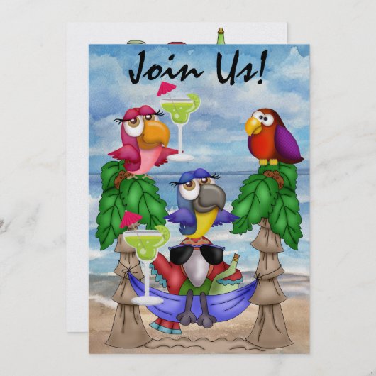 オウムビーチパーティの招待状- SRF 招待状 (正面/裏面)