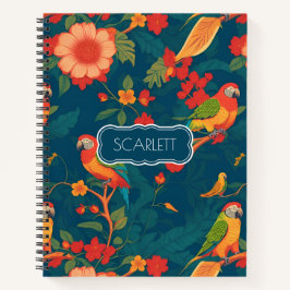 オウムフローラカラフルパタパーソナライズされたーン ノートブック
