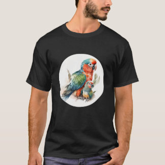 オウムポートレートのオウムと熱帯鳥の恋人 Tシャツ