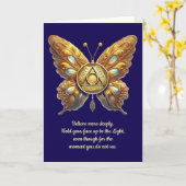 オウムユニティシンボルバタフライ、祈りの言葉記念日カード カード (黄色い花)