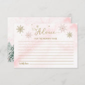 オウムリトルスノーフレークピンクベビーシャワーアドバイスカード 招待状 (正面/裏面)